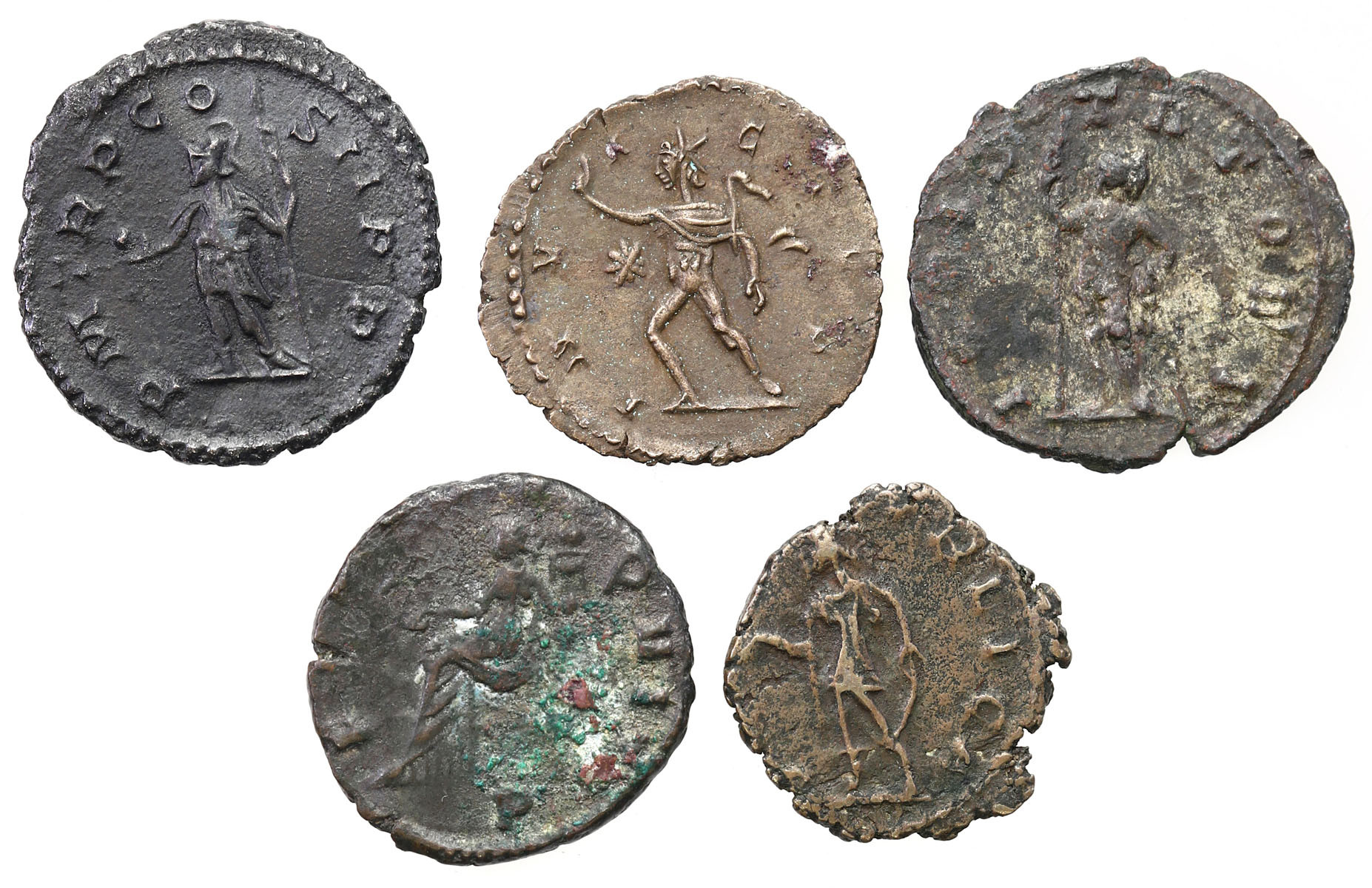 Cesarstwo Rzymskie, Antoninian bilonowy, III w. n. e., zestaw 5 sztuk